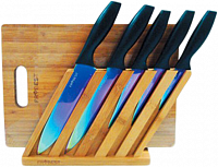 Frybest DSGK003 Подставка бамбуковая для доски и пяти ножей