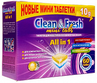 Clean&Fresh Таблетки для ПММ All in1 mini tabs (mega) 60 шт